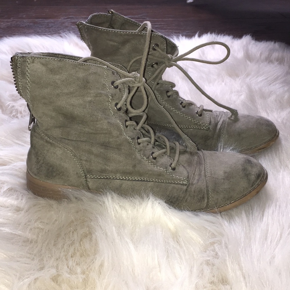 Green lace up boots